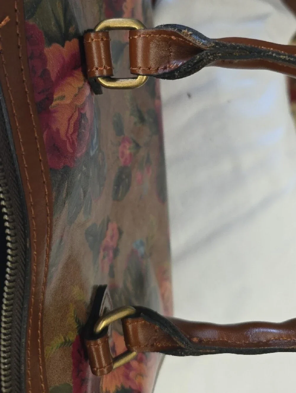 Patricia Nash Vintage Victorian Garden Leather Satchel Crossbody Bag